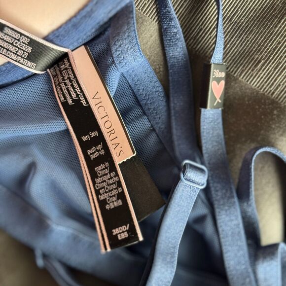 NWT VICTORIA'S SECRET Blue Very Sexy Lacy Strappy Racerback Push Up Bra 38DD - Picture 4 of 4